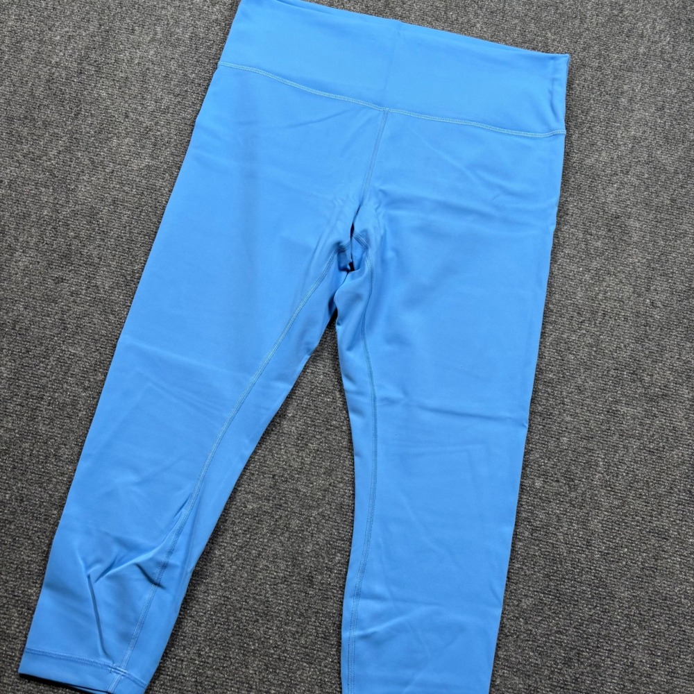 Lululemon Wunder Under Crop High Rise Leggings Women 16 Blue High Waisted